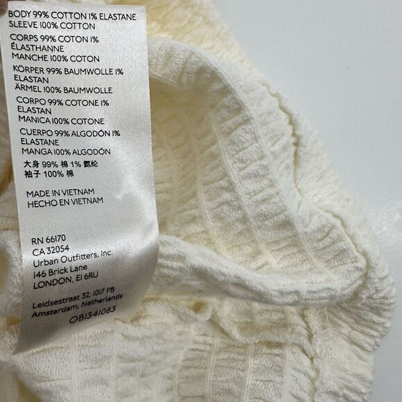Anthropologie Smocked Bell-Sleeve Top Shirt Ivory Women’s Size Extra Small - Picture 9 of 12